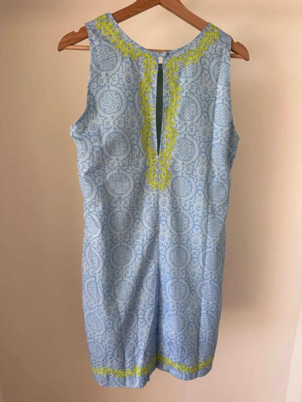 Gretchen Scott Light Blue Dress with Lime Green Embroidery - Picture 6 of 9
